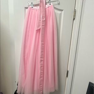 Pink tulle maxi skirt